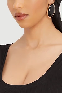 Solid Oval Statement Earrings