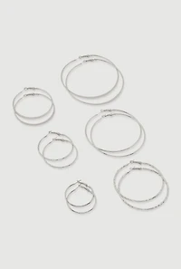 Assorted Metallic Hoop Earrings Set of
