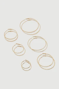Assorted Metallic Hoop Earrings Set of