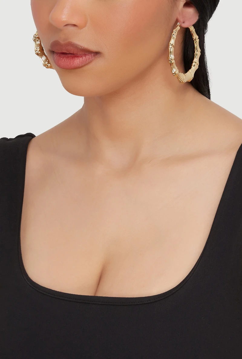 Assorted Bamboo Hoop Earring Trio