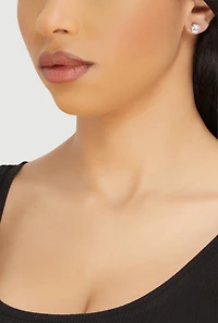 Assorted Cubic Zirconia Stud and Hoop Earrings Set of 9