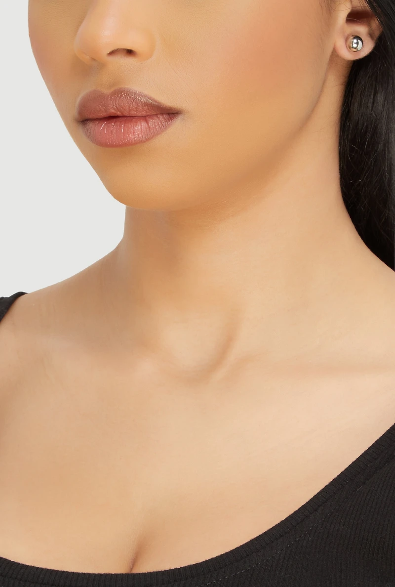 Assorted Cubic Zirconia Stud and Hoop Earrings Set of 9