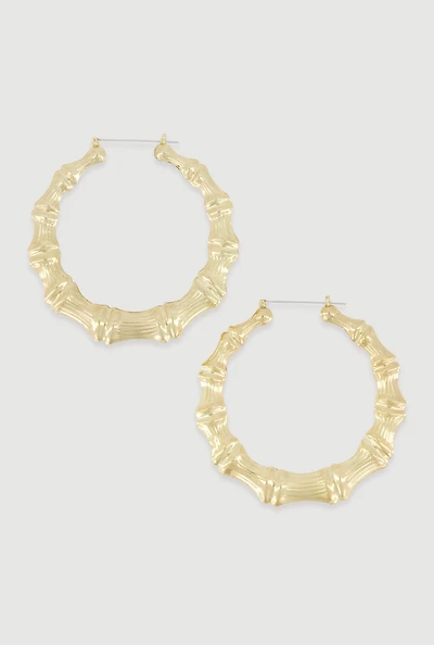 Metallic Bamboo Hoop Earrings