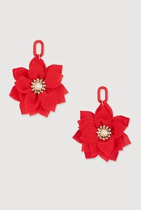 Faux Pearl Rhinestone Flower Drop Earrings