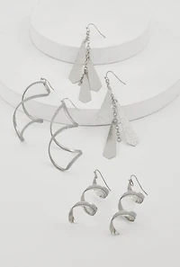 Spiral Geometric Drop Earring Trio