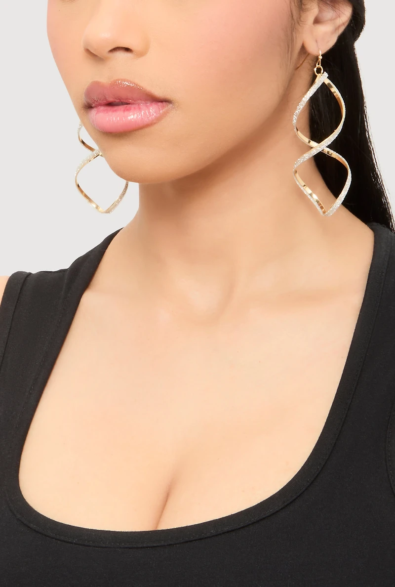 Womens Spiral Geometric Drop Earring Trio,