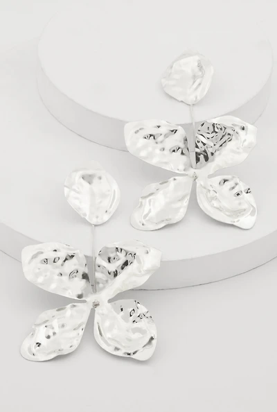 Metallic Textured Flower Drop Earrings