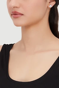 Cubic Zirconia Stud Earrings and Metallic Hoops Set of 9