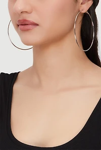 Cubic Zirconia Stud Earrings and Metallic Hoops Set of 9