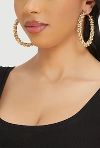 Trendy Rhinestone Encrusted Hoop Earrings
