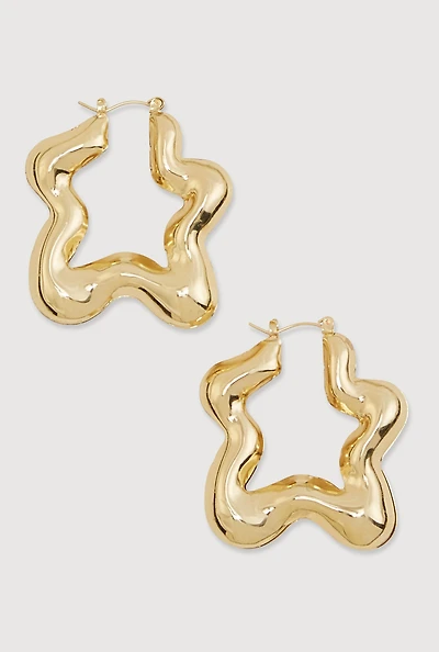 Metallic Wavy Star Hoop Earrings