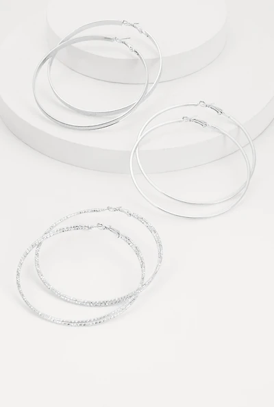 Assorted Metallic Hoop Earring Trio