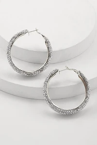 Rhinestone Embellished Hoop Earrings