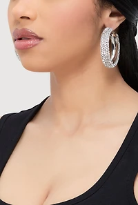 Rhinestone Embellished Hoop Earrings