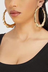 Assorted Metallic Chunky Hoop Earrings Trio