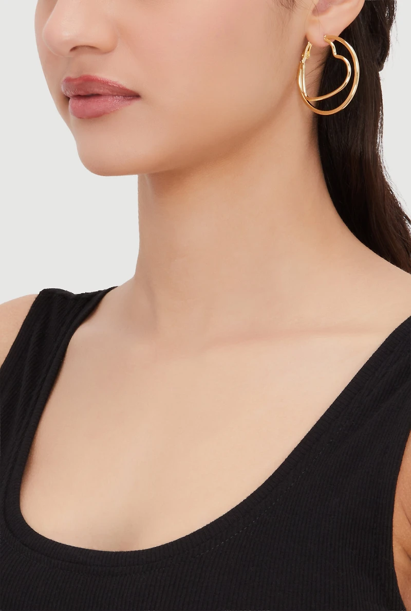 Assorted Metallic Hoop Earrings Set of 9