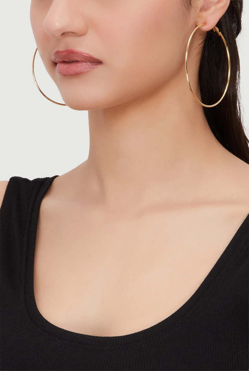 Assorted Metallic Hoop Earrings Set of 9