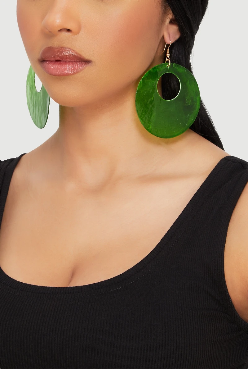 Circular Metallic Drop Earrings