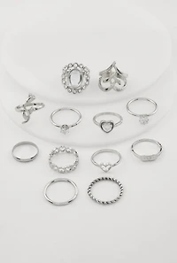 Assorted Cubic Zirconia Sculptural Rings Set of 12