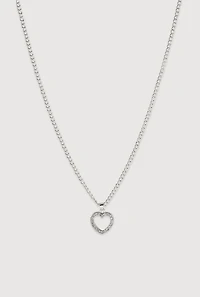 Cubic Zirconia Heart Charm Chain Necklace