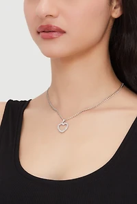 Cubic Zirconia Heart Charm Chain Necklace