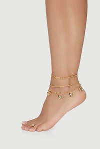 Cubic Zirconia Butterfly Anklets and Toe Ring Set