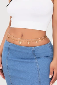 Cubic Zirconia Butterfly Charm Belly Chains