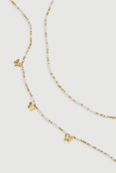 Womens Butterfly Beaded Belly Chain 2 Pack, Multi