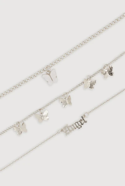 Angel Butterfly Charm Anklet Trio