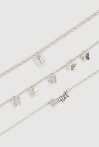 Angel Butterfly Charm Anklet Trio