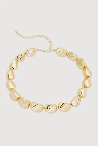 Metallic Sculpted Beaded Statement Necklace