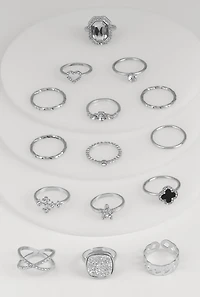 Assorted Multi Shape Rings Set of 15