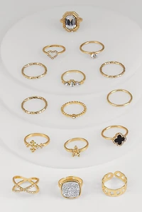 Assorted Multi Shape Rings Set of 15