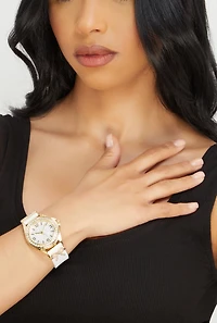 Rhinestone Bow Silicone Strap Analog Watch