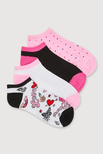 Womens Printed Pattern Socks 4 Pack Size 9-11, Multi