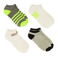 Womens Neon Stripe Assorted Socks 4 Pack, Multi, Size 9-11