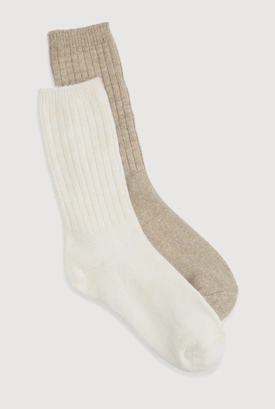 Womens Ribbed Cuff Slouch Boot Socks 2 Pack Size 4-10, Multi