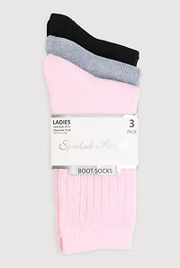 Womens Boot Socks 3 Pack Size 9-11, Multi, Size 9-11
