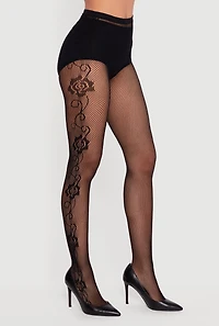 Patterned High Waisted Fishnet Tights