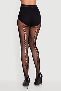 High Waisted Patterned Fishnet Tights
