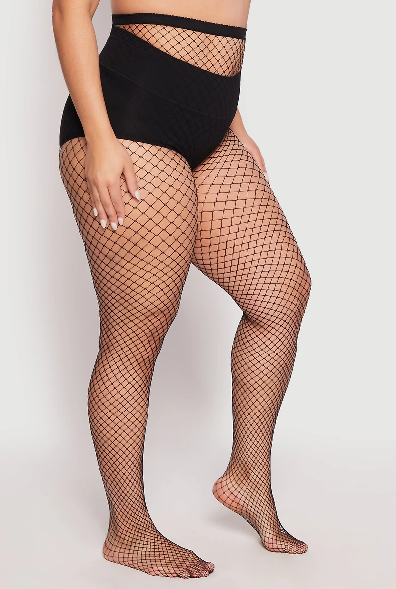 Plus Size Assorted Pattern Fishnet Tights