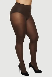 Plus Size Solid Opaque Footed Tights