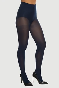 Womens Solid Opaque Footed Tights, Blue, Size 9-11