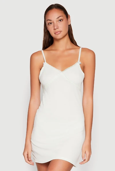 Womens Heart Lace Trim Cami Nightgown,