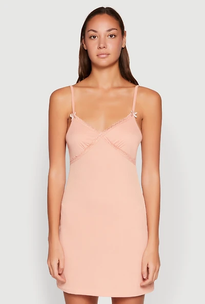 Womens Heart Lace Trim Cami Nightgown,