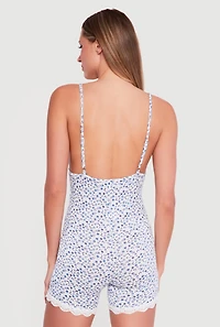 Ditsy Floral Lace Trim Cami Pajama Romper