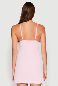Womens Ribbed Knit Lace Detail Cami Nightgown,