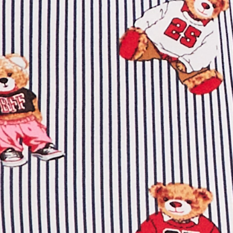 Striped Teddy Bear Print Pajama Romper