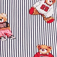 Striped Teddy Bear Print Pajama Romper