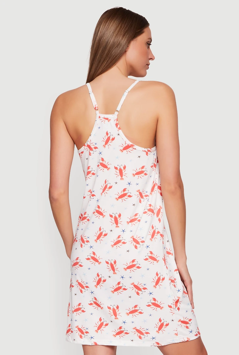 Starfish Lobster Print Cami Nightgown